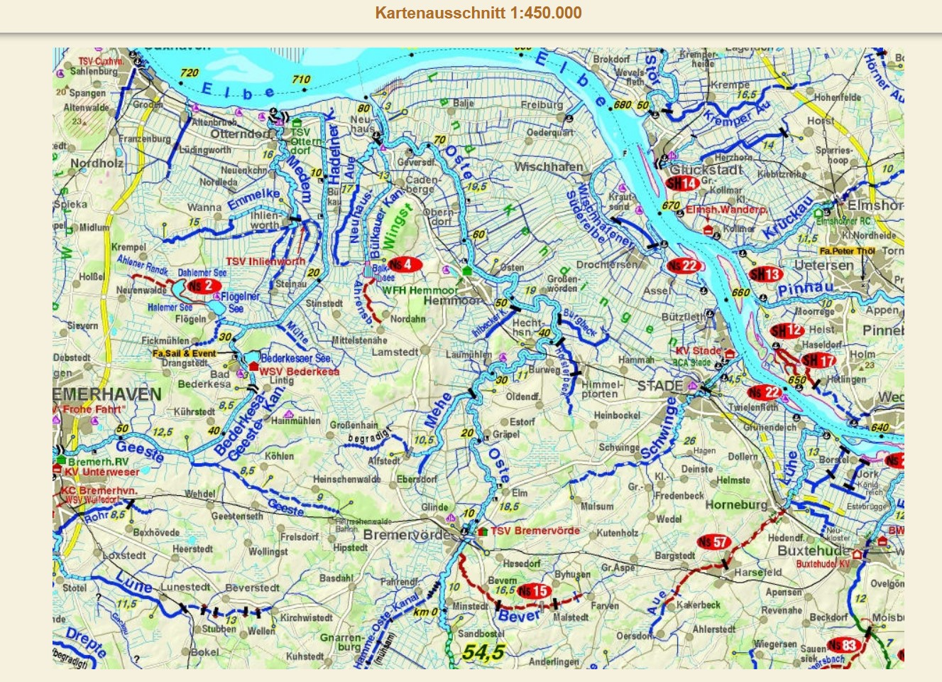 Wassersport-Wanderkarte WW1 Jübermann Verlag