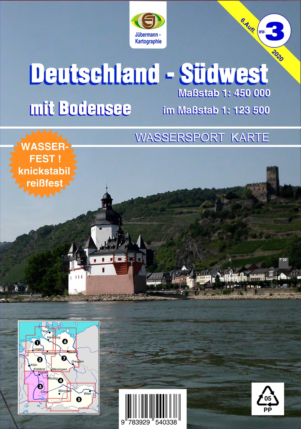 Wassersport-Wanderkarte WW3 Jübermann Verlag 
