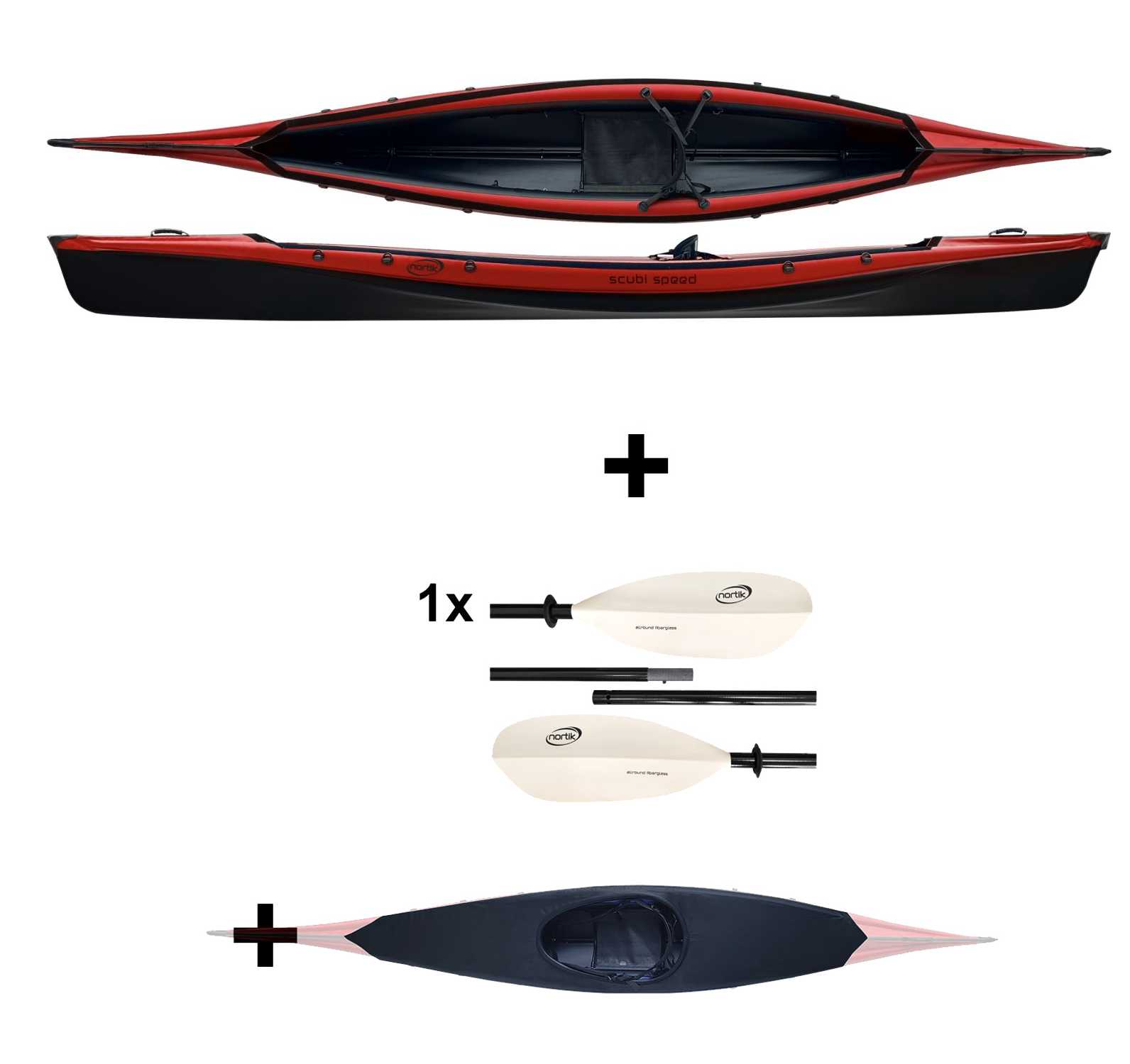Nortik Scubi SPEED JUBELPAKET rot Faltboot Luftboot Hybridkajak Kopie