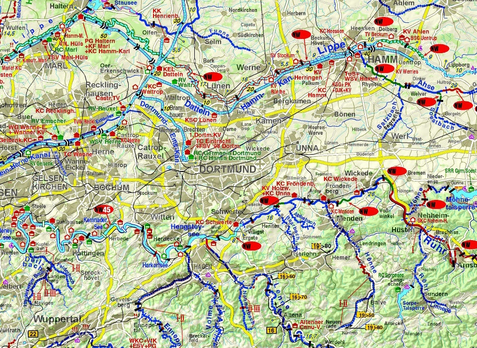 Wassersport-Wanderkarte WW2 Jübermann Verlag 